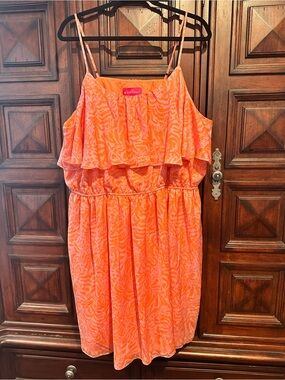 3X 22 Lilly Pulitzer Giraffe pink & Orange Printed Ruffle Sundress Target dress
